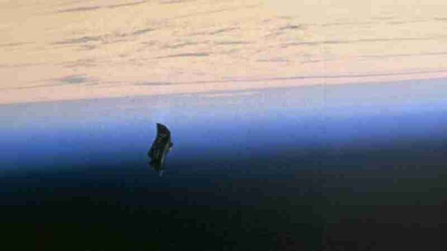 Black Knight satellite conspiracy theory - 1998 NASA photo of space debris, an object believed by some conspiracy theorists to be an extraterrestrial satellite, the Black Knight - Digital concept art for illustrative purpose, tags: der - Monok